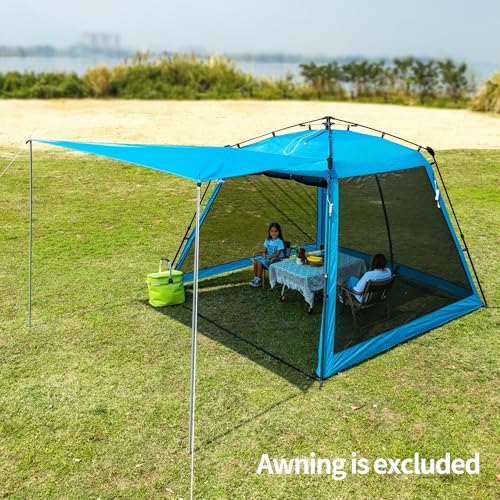 Pop Up Screen House Gazebo 8.2'x8.2'x75'' – Instant Portable Canopy with Mosquito Netting & UPF Sun Protection, Tool-Free 1-Minute Setup, Foldable Outdoor Tent for Backyard, Camping, Garden.Blue - color: Blue