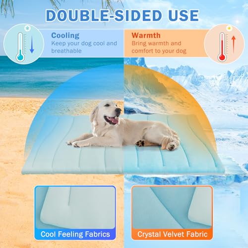 SCENEREAL Dog Cooling Mat for Crate, Thicken Self-Cooling Dog Pad Reversible (Cool & Warm), 48"x28" Pet Cool Bed for M Large XL Dogs,Kennel Sofa Mats Machine Washable, Durable Non-Toxic Gel, Outdoor - color: Ocean Blue, size: Large(48" L x 28" W x 1.0" HT