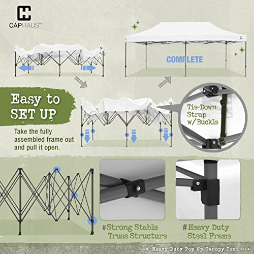 Fencer Wire 10ft x 20ft Pop Up Outdoor Canopy Easy Up Tent, Heavy-Duty Commercial Grade, Portable for Camping, Patio, Parties, Instant Folding Shelter with Wheeled Carry Bag and Weight Bags, White - color: White, style: 10x20