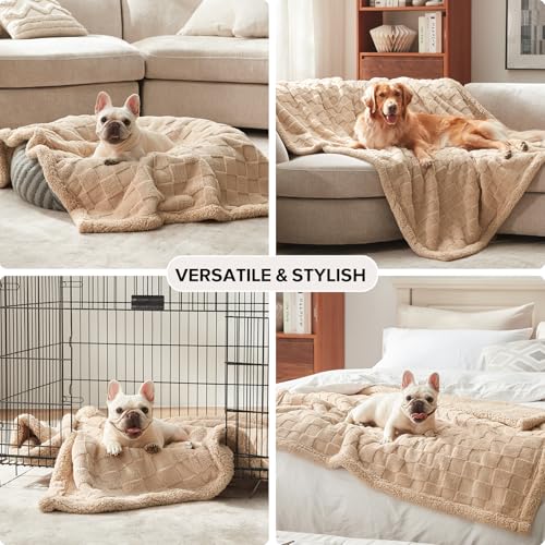 GASUR Waterproof Dog Blankets for Large Medium Dogs, Dog Blanket for Couch Bed, Fleece Pet Blanket for Furniture Sofa Protector, Soft Pet Throw Blankets for Crate Car Outdoor, Washable, 40"x50", Beige - color: Beige, size: L(40"x50")