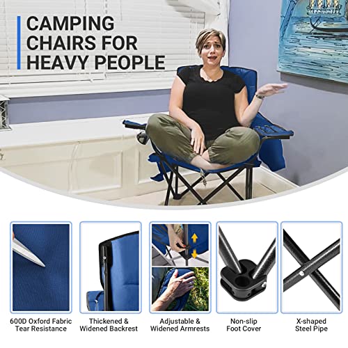 KingCamp Heavy Duty Oversized Comfy Folding Outdoor Portable Lawn Adults Bag Chair with Cooler for Outside Camp, Sports, Picnic, Stadium… - color: Blue, size: 1 Pack