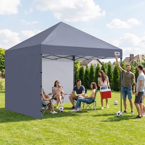 ABCCANOPY Easy Pop up Canopy Tent with 2 Sidewalls for Outdoor Sun Blocking or Rain Protection,8x8, Gray - color: Gray, size: 8x8