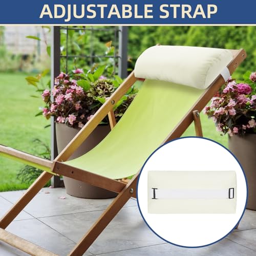 Headrest Pillow for Patio Chaise Lounge, 2 Packs Head Pillow with Elastic Band for Zero Gravity Lounge Chair, Head Neck Rest Pillow Lumbar Pillow, Cream - color: Cream