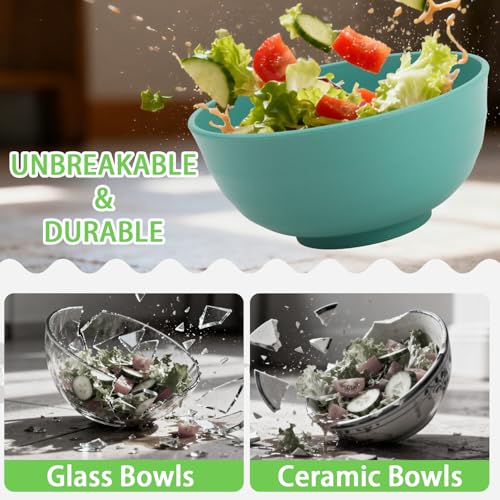 Wheat Straw Bowls 60 OZ, Unbreakable Large Salad Bowl Set of 6, Microwave and Dishwasher Safe Big Bowls for Kitchen, Camping, Picnic, RV, Serving Bowl Set for Ramen, Cereal, Soup - Multi - color: Multicolor, size: 60 Oz