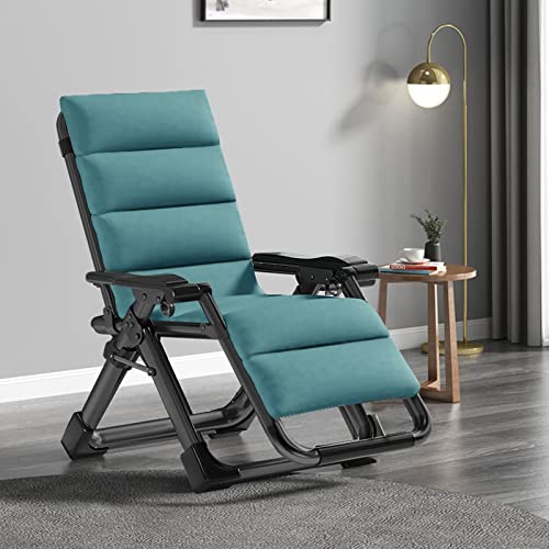 DoCred Zero Gravity Chair, Lawn Recliner, Reclining Patio Lounger Chair, Folding Portable Chaise with Detachable Headrest and Cup Holder - color: Chair With Green Pad, style: Zero Gravity Chair