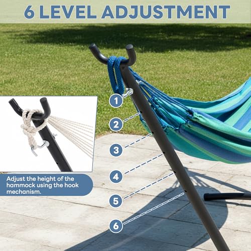 Sweetcrispy Hammock Stand Only, Heavy Duty Hammock Stands for Double 2 Person, Portable Steel Stand for Outside Garden Backyard Patio Pool Beach with Carrying Case - color: Black, size: 118IN