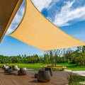 Sun Shade Sail Sand Yellow Rectangle 10FTx13FT Permeable Garden Canopy for Outdoor Patio Backyard and Deck Sun Protection Fabric with Fade and Tear Resistance - size: Rectangle-10FTx13FT