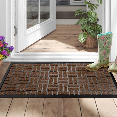 MATALL Outside Door Mat - 36x17 Inches Brown Welcome Matt, Indoor and Outdoor Dirt Trapper Door mat for Office Doorway, Patio, Porch, or Deck - color: Coffee, size: 1'5" x 3' (Rectangular)