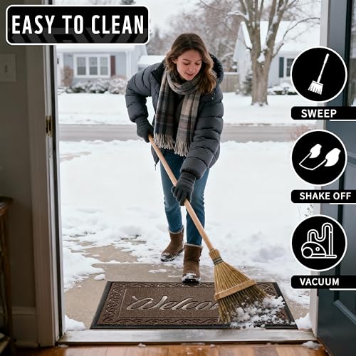 Yimobra Welcome Mat, Heavy Duty Sturdy Door Mats for Home Entrance Outdoor Indoor, Front Doormat for Outside Patio Floor Entry Porch Garage Office, Waterproof, Low Profile, 36x24, Coffee - color: Coffee, size: 36x24 Inch