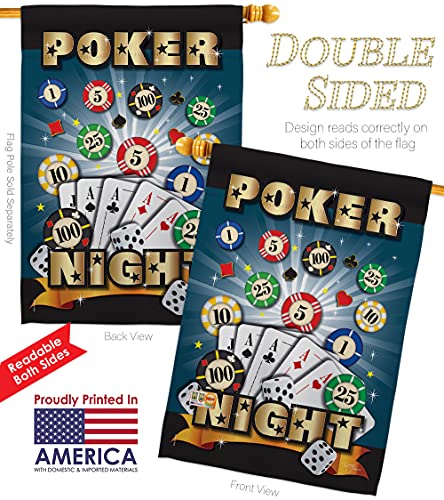 Poker Night House Flag Set Interests Game Bunco Dice Bingo Hobbies Leisure Activity Small Decorative Gift Yard Banner Double-Sided Made In USA 28 X 40