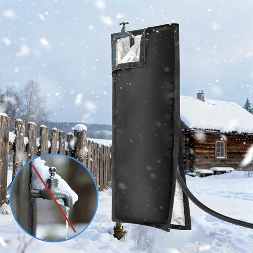 Outdoor Faucet Covers for Winter, 47.2"H×13.4"W - Waterproof Oxford Fabric Water Faucet Cover, Freeze Protection Outdoor Faucets Hose Bibs for Wall Taps Garden, Lawn, and Sprinkler Systems - size: 47.2×13.4inch