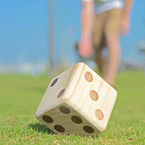 GoSports Giant Wooden Playing Dice Set with Rollzee and Farkle Scoreboard - Includes 6 Dice, Dry-Erase Scoreboard and Canvas Tote Bag - Choose 2.5 Inch or 3.5 Inch Dice) - style: 2.5 Inch Natural Wood Dice