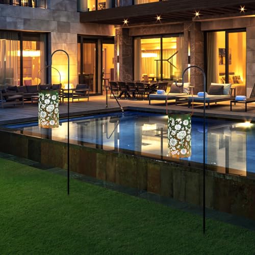 Solar Lanterns Outdoor Waterproof,Hanging Solar Lights for Garden Decor Outside,Sunflower Gifts for Women,Metal Lanterns Decorative Outdoor for Yard,Patio,Backyard,Porch-2 Pack - style: Sunflower-2 Pack