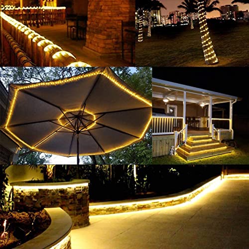 150ft LED Rope Lights Outdoor, 1080 LED Connectable and Flexible Tube Lights with 8 Modes, Waterproof LED Rope Lighting for Garden, Patio, Bedroom, Party, Pool, Indoor Outdoor Decoration (Warm White) - color: Warm White, size: 150ft