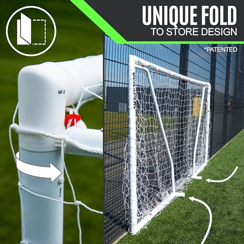 QuickPlay Q-Fold Match Soccer Goal – 30-Second Folding Design for Easy Setup | Portable Net for Backyard | Weatherproof Goal Post for Adults & Kids – [Single Goal] - style: 6 x 4'