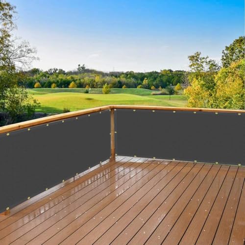 Balcony Privacy Screen Fence Cover 4'x19', HDPE Shade Mesh Fabric with Cable Ties, 90% Visibility Block, UV & Wind Protection for Patio, Deck, Porch, Pool, Backyard, Apartments Railing - color: Dark Gray, size: 4×19 FT
