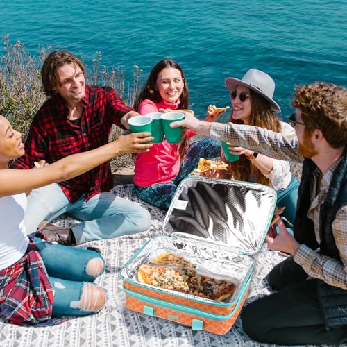 MIER Insulated Double Casserole Carrier Thermal Lunch Tote for Potluck Parties, Picnic, Beach, Fits 9 x 13 Inches Casserole Dish, Expandable by Mid Zipper, Orange - color: Orange