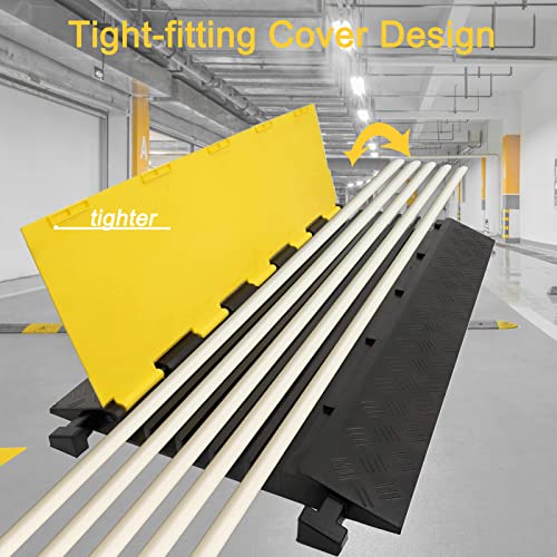 CXRCY 5 Channel Cable Protectors Ramp, 2Pack Cable Ramps,18000lbs Capacity Heavy Duty Rubber Driveway Traffic Speed Bumps Hose Cord Cable Protector Ramp for Wire/Hose/Pipe Hider - size: 2 Pack 5 Channel