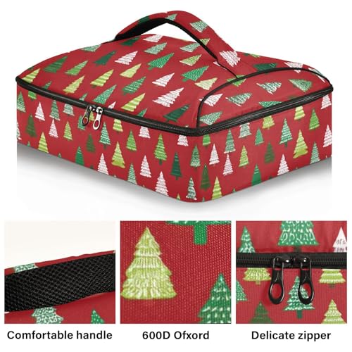 Casserole Carriers for Hot or Cold Food Reusable Casserole Dish Carrier Insulated Thermal Large Capacity Durable Perfect for Party Camping Family Gatherings Yellow Fish - color: Christmas Trees White Green