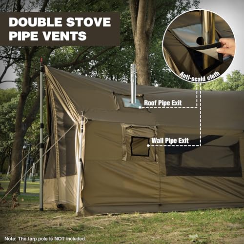 REDCAMP Large Hammock Hot Tent with Stove Jack, Waterproof & Windproof Winter Wall Tent with Snow Skirt, Ultralight 4 Season Tents for Camping, Hiking, Bushcraft, Backpacking, Hunting - style: Khaki Tent