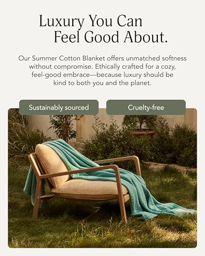 UnHide Summer Cotton Blanket -100% Cotton - Breathable and Lightweight - Cozy Throw Blanket for Outdoor Picnic, Beach, Park, and Backyard - Machine Washable - 60” x 80” - Teal - color: Teal