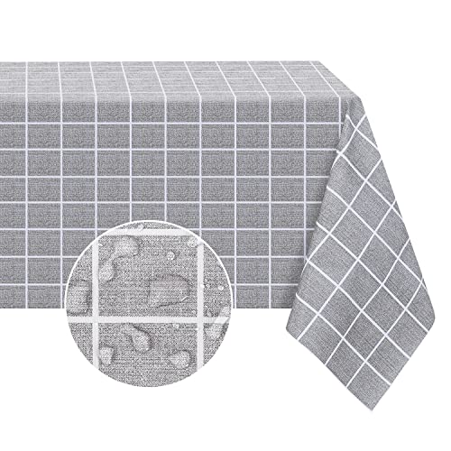 Romanstile Rectangle Vinyl Tablecloth, 100% Waterproof Oil-Proof Checkered Plastic Table Cloth, Heavy Duty Wipeable Table Covers for Dining, Camping, Picnic, Outdoor - 54 x 120 Inch, Grey - color: Grey, size: 54" x 120" (Rectangular)
