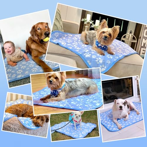 Rywell Cooling Mat for Dogs Large, 36'' x 27'' Color Changing&Arc-Chill Cooling Fiber QMAX>0.5, Washable Non-Toxic Portable Kennel Dog Bed, Non-Slip&Foldable Crate Pad for Large Dog