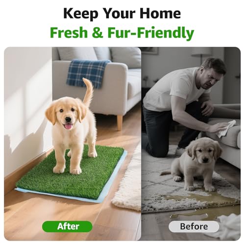 Artificial Pee Grass Pad for Dogs, Fake Grass Replacement Pads for Dog Potty Tray Training Pet Turf, Indoor and Outdoor Mat - 2 Packs (18" x 23") - size: 18" x 23"