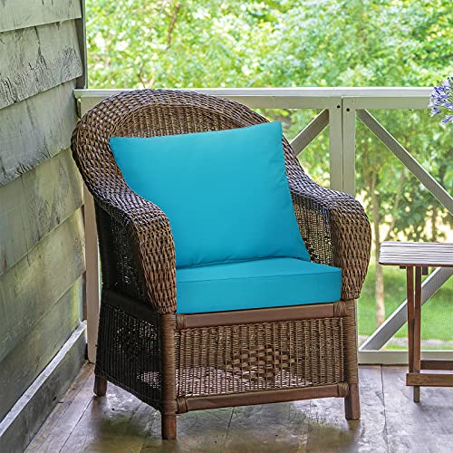 Giantex Patio Cushion Set with Pillow, Deep Seat and Back Cushion, Outdoor Chair Pads with Ties, Cushion Replacement for Patio Furniture, Waterproof 6 Inch Thick Indoor Floor Cushion - color: Blue