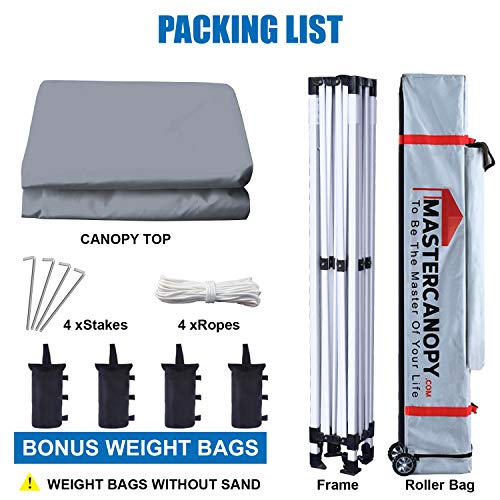 MASTERCANOPY Pop Up Canopy Tent Commercial Grade Instant Shelter (8x8, Grey) - color: Gray, size: 8x8