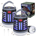 3 in 1 Indoor Bug Outdoor Mosquito Zappers, USB Rechargeable Mosquito Killer Portable Waterproof, LED Lantern Fly Zappers Camp Light Emergency Light for Home, Backyard, Camping Patio - 2 Pack