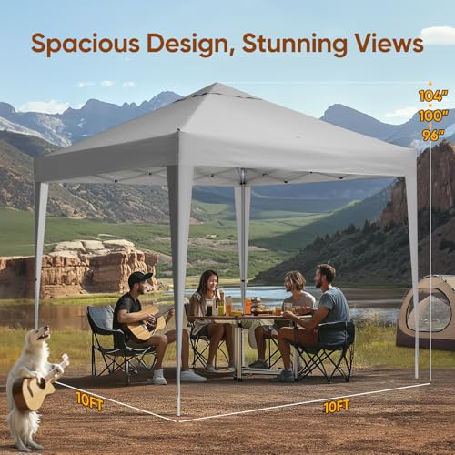 Quictent 10x10 Pop Up Canopy Tent Without Sidewall, Instant Setup Gazebo for 1 Person, Portable & Compact, Waterproof & UV Protection, Ideal for Camping, Beach, Parties, and Outdoor Events - color: Gray, size: 10x10 without Sidewall