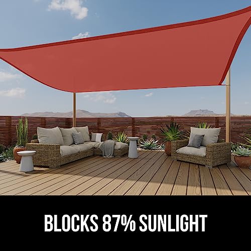 GORILLA GRIP Heavy Duty Sun Shade, UV Protection Fade Tear and Rust Resistant Rectangle Sunshade Canopy, Curved Edges Blocks Sunlight, Breathable Sail, Outdoor Patio, Lawn Garden, 8x10 FT Terra - color: Terra, size: 8' X 10', style: Rectangle