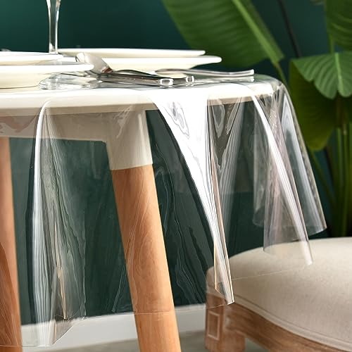 Nasitos 2 Pack Round Clear Plastic Tablecloth Protector 70 Inch-100% Waterproof Table Cover Vinyl Plastic Sheet, Thick Non Slip Wipeable Circular Table Cloth for Wedding, Banquet, Restaurant, Parties - color: Clear, size: 70 Inch (Round)