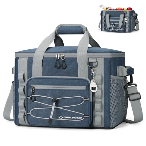 Maelstrom Soft Sided Cooler Bag, 30/40 Can Collapsible Insulated Ice Chest, Large Leakproof Portable Storage for Camping, Travel, Kayaking & Beach - color: 3.Blue, size: 30 Can