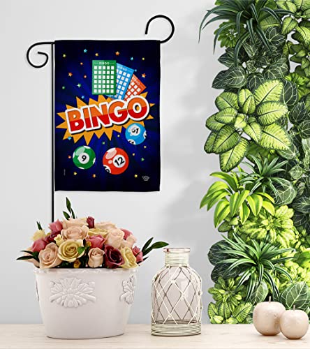 Bingo Garden House Flag Set Interests Game Bunco Night Dice Poker Hobbies Leisure Activity Decoration Banner Small Yard Gift Double-Sided, Made in USA