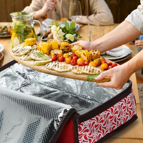 MIER Insulated Casserole Carrier for Hot or Cold Food Thermal Food Carrier Bag for Lasagna Potluck Parties Picnic Cookouts, Fits 9"x13" Baking Dish/Foil Pan, Red - color: Red, size: 16 x 10 x 4 inches