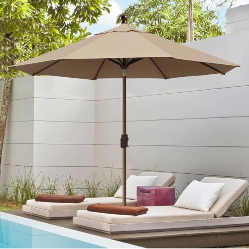 EliteShade USA 10-Year-Non-Fading 10Ft Market Patio Umbrella, UPF 50+ UV Protection Performance Sun Umbrella, Heavy Duty Commercial Grade Outdoor Table Umbrella with Crank & Tilt, Windproof Vented Top for Garden, Pool, Deck and Outdoor Playsets, Heather B