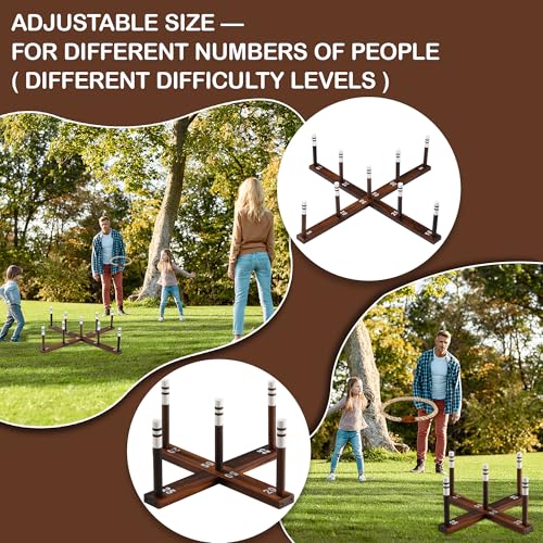 Ring Toss Game for Kids & Adults, Outdoor Yard Games for Adults and Family, Premium Ring Game with 6/10 Rope Rings & Carrying Bag, Perfect for Lawn, Backyard, Beach, Camping - size: Large