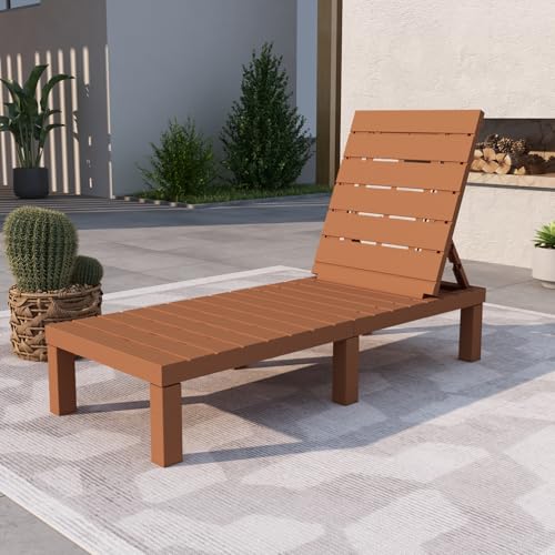 DIMAR GARDEN Outdoor Chaise Lounge,Resin Pool Lounge Chair Waterproof Recliner, Caramel - color: Caramel, style: 1 Pieces