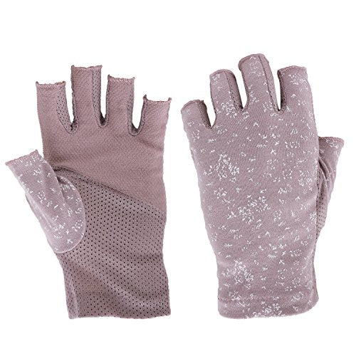 Lightweight Summer Fingerless Gloves Men Women UV Sun Protection Driving Cotton Gloves Nonslip Touchscreen Mittens - color: Cameo Brown