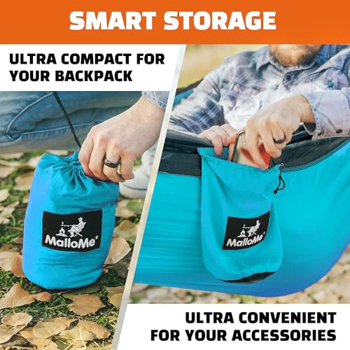 MalloMe Camping Hammock for Adults & Kids - Portable Hammocks for Outside - Hamacas para Adultos Outdoor Single & Double Two 2 Person Hammock - Hamaca/Hamacs/Amacas Heavy Duty Tree Travel Hamock - color: Army / Green, size: Medium