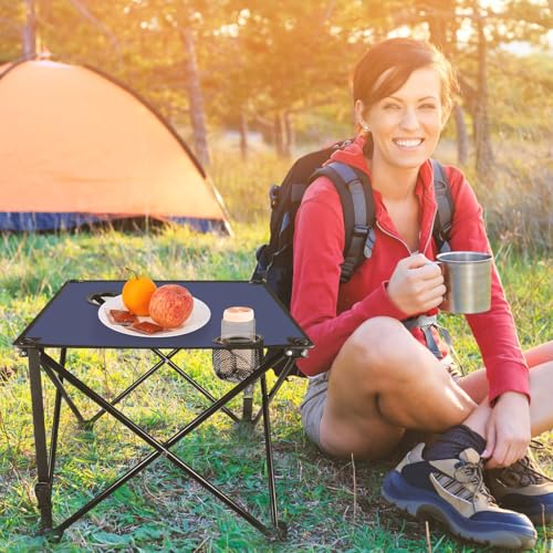 Moclever Foldable Camping Table–Ultralight Portable Table with Cup Holders&Carry Bag, Perfect for Outdoor Adventures,Picnic,Beach, BBQ,Hiking & Home Use - style: 1 Pc Navy Blue