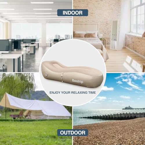 Bestrip Auto Inflatable Couch Lounger, Air Mattress Sofa Bed with Rechargeable Air Pump - color: Khaki, size: Single
