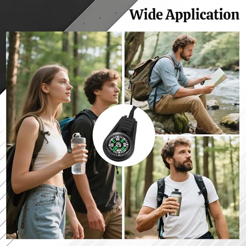 110 Pcs Mini Survival Compass Outdoor Camping Hiking Pocket Compass Mini Compass Party Favor for Paracord Bracelet Necklace Key Chain Outdoor Activities Hiking Accessory（Black）