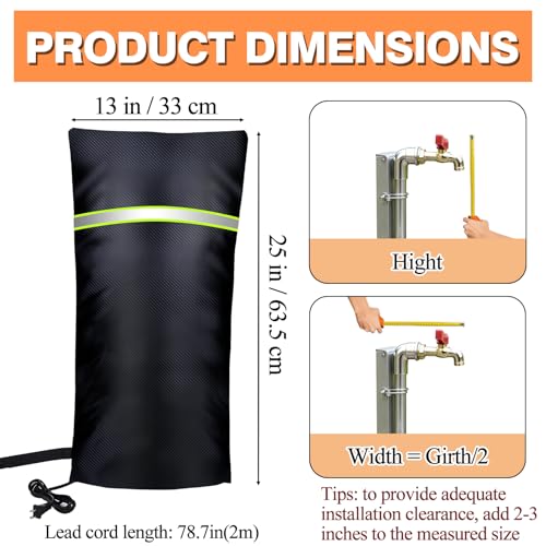 Outdoor Faucet Covers for Winter, 25" H X 13" W Heating Hose Bib Covers for Winter, Outside Waterproof Insulated Spigot Freeze Protection, 1/8" Thick Aluminum Foil Fabric and 420D Oxford Fabric - size: 25" H X 13" W