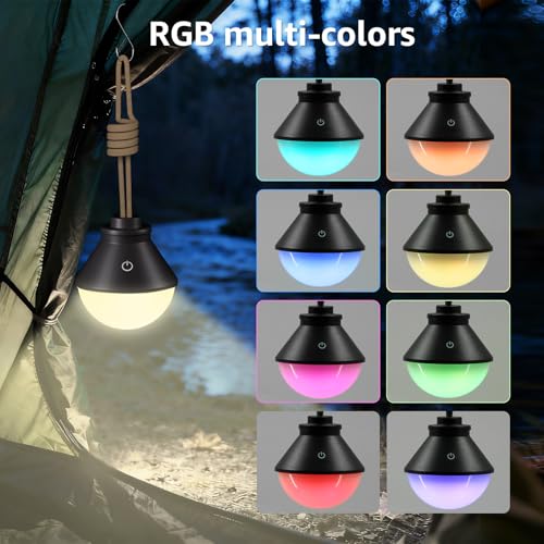 2-Pack LED Camping Lantern Rechargeable 5000mAh with Magnetic, 600LM Waterproof Battery Powered Hanging Tent Light, USB Cordless Portable Dimmable for Power Outages Hunting Survival Gear Outdoor