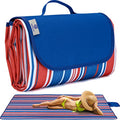 Beach Blanket Picnic Mat Outdoor Picnic Blanket Extra Large Sand Proof Waterproof Portable Beach Chair Mat for Adult Camping Hiking Travel Park Law Grass - color: Red Blue Lines