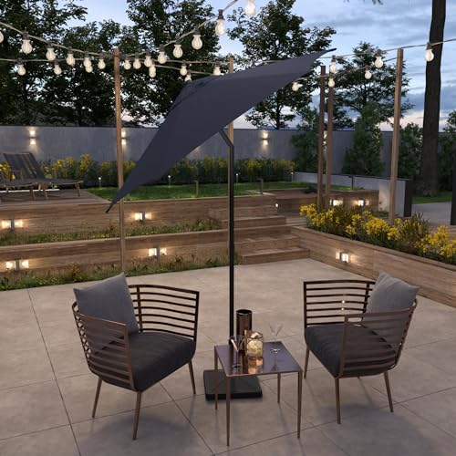 Sunline 7.5 ft Patio Umbrella with Crank & Push Button Tilt, Outdoor Market Umbrella with UV Protection & Wind Vent, Metal Frame for Deck, Pool & Table, Navy Blue - color: Navy Blue, size: 7.5 foot