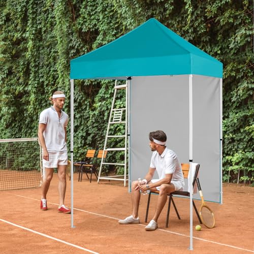 EAGLE PEAK Pop up Canopy 5x5, Outdoor Portable Canopy Tent with One Removable Sunwall, Carry Bag Included, Turquoise - color: Turquoise